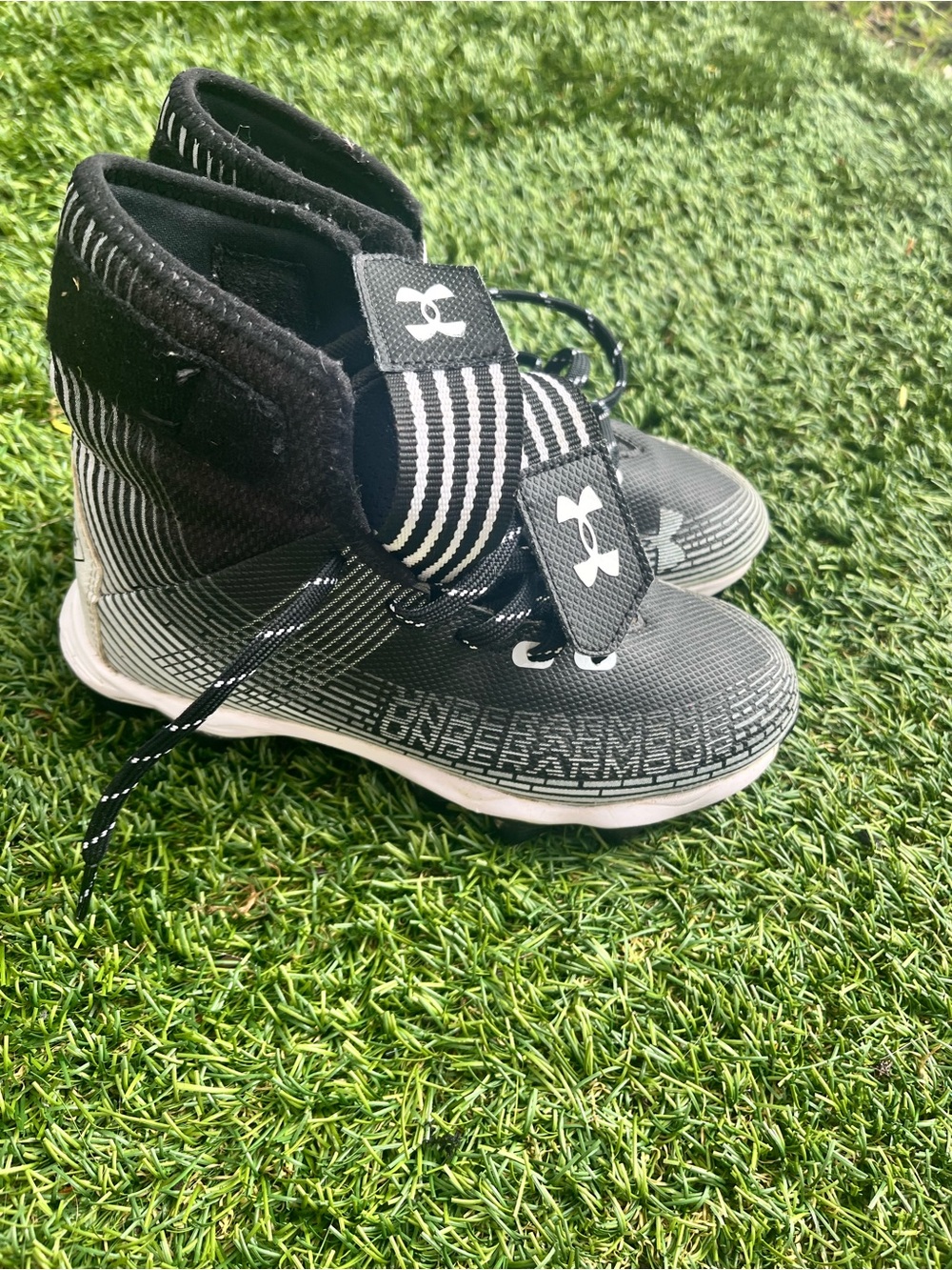 Under Armour Kids Black and White High-Top Sneakers